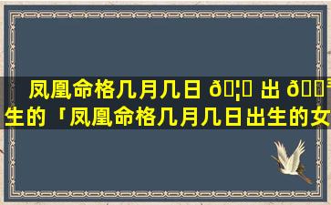 凤凰命格几月几日 🦄 出 🌳 生的「凤凰命格几月几日出生的女孩」